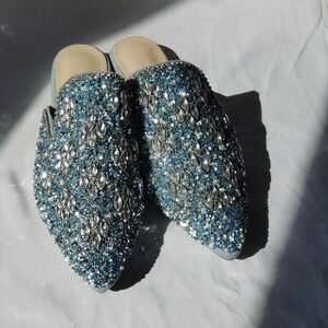 Sparkling Blue Crystal Women's Mules